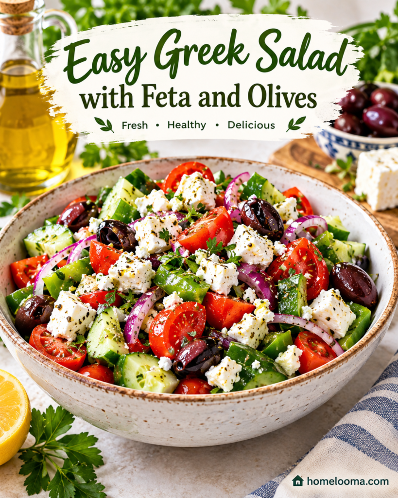 Easy Greek Salad with Feta and Olives Recipe